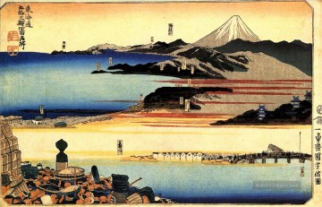 Die fünfzig Stationen des Tokaido Utagawa Kuniyoshi Ukiyo e Ölgemälde